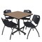 Regency Square Kobe Breakroom Table W/ 4 M Stack Chairs, 42 in W, 42 in L, Noble Oak TKB4242NO47BK - alternate 1