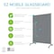 Ghent EZ Mobile Glassboard, Aluminum Frame, Non-Magnetic, 75"H x 62"W, Smoke EZ1NA7562SK - alternate 2