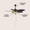 Jonathan Y Poinciana 52" 3-Light Coastal Bohemian Iron/Wood Palm Leaf LED Ceiling Fan with Pull Chain, Black JYL9720A - alternate 4