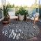 Homeroots 8' Gray And Ivory Round Abstract Washable Indoor Outdoor Area Rug 612667 - alternate 3