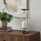 Homeroots 12" Copper Distressed Geometric Metal And Glass Tabletop Hurricane Candle Holder 608558 - alternate 2