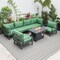 Leisuremod Hamilton 7-Piece Aluminum Patio Conversation Set With Fire Pit Table And Cushions, Green HSFBL-7G - alternate 4