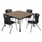 Regency Square Kee Mobile Adjustable Classroom Table W/ 4 Andy Chairs, 42 in W, 42 in L, Noble Oak TB4242NOAPCGY45BK - alternate 1