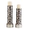 Homeroots Set Of Two Espresso and Silver Pillar Tabletop Pillar Candle Holders, 2PK 468840 - alternate 1
