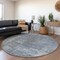 Homeroots 8' Blue And Gray Round Abstract Washable Indoor Outdoor Area Rug 615502 - alternate 5