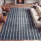 Jonathan Y Orton Distressed Ticking Stripe Non-Slip Machine-Washable Navy/Cream 8 ft. x 10 ft. Area Rug WSH519D-8 - alternate 3