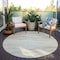 Homeroots 8' Beige Round Striped Washable Indoor Outdoor Area Rug 608102 - alternate 3