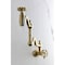Kingston Brass Wall Mount Pot Filler Faucet with Knurled Handle, Brushed Brass KS2107RKZ - alternate 5