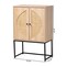 Baxton Studio Ardon Bohemian Light Brown Finished Wood and Black Metal 2-Door Storage Cabinet with Natural Rattan 196-12077-ZORO - alternate 4