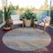 Homeroots 8' Pewter Round Striped Washable Indoor Outdoor Area Rug 608487 - alternate 3