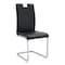 Homeroots Set of Four Black and Silver Faux Leather and Metal Dining Side Chairs, 4PK 719655 - alternate 1