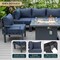 Leisuremod Chelsea 7-Piece Patio Sectional And Fire Pit Table Black Aluminum With Blue Cushions CSFBL-7BU - alternate 5