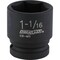Channellock 1/2'' Drive 1-1/16'' 6-Point Shallow Standard Impact Socket 313556 - alternate 1