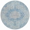 Homeroots 8' Blue Round Floral Medallion Washable Indoor Outdoor Area Rug 607898 - alternate 4
