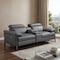 Homeroots 90in Dark Gray and Black Italian Leather Power Reclining Loveseat With Storage 720565 - alternate 3