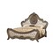 Homeroots Oak and Bronze Solid Wood King Tufted Upholstered Faux Leather Bed Frame with Nailhead Trim 348189 - alternate 1