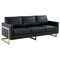 Leisuremod Lincoln Upholstered Leather Sofa with Gold Frame, Black LA83BL-L - alternate 1