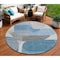 Homeroots 8' Denim Blue And Gray Round Abstract Washable Indoor Outdoor Area Rug 632151 - alternate 1