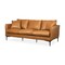 Homeroots 86" Tan Leather Sofa And Toss Pillows With Black Legs 607327 - alternate 3