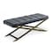 Homeroots 47in Gray And Gold Upholstered Velvet Dining bench 473172 - alternate 1