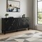 Homeroots 66in Black Wood Carved Geometric Accent Cabinet With Four Doors 691655 - alternate 3