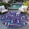 Homeroots 8' Purple Ivory And Teal Blue Round Geometric Washable Indoor Outdoor Area Rug 598294 - alternate 4