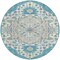 Homeroots 8' Teal Blue Green And Ivory Round Oriental Washable Indoor Outdoor Area Rug 596646 - alternate 2