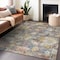Homeroots 5' X 8' Gold Blue And Brown Floral Washable Indoor Outdoor Area Rug 604151 - alternate 4