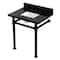 Kingston Brass 30" Black Granite Console Sink with Stainless Steel Legs, 8-Inch, 3-Hole, Black Granite/Matte Black KVPK30KSQ0 - alternate 1