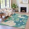 Homeroots 8' X 10' Teal Blue Ivory And Beige Abstract Washable Indoor Outdoor Area Rug 630612 - alternate 3