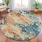 Homeroots 8' Teal Blue And Copper Round Abstract Washable Indoor Outdoor Area Rug 631977 - alternate 2