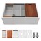 Wrightmaster 33" Apron-Front 2 Bowl White Ceramic Workstation Kitchen Sink w/ Cutting Board, Colander and Grids ZOR-AWS332010R2DS - alternate 1
