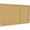 Ghent 3 Door Enclosed Natural Cork Bulletin Board, Oak Wood Frame, 3'H x 6'W PW33672K - alternate 1
