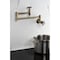 Kingston Brass Wall Mount Pot Filler Faucet with Knurled Handle, Antique Brass KS8103RKZ - alternate 4