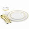 Elama 150 Piece Disposable Plastic Dinnerware Party Set for 25 Guests in White with Gold Trim 750124340M - alternate 5