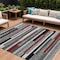 Homeroots 9' X 12' Gray Black And Red Striped Washable Indoor Outdoor Area Rug 613276 - alternate 1