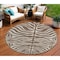 Homeroots 8' Brown And Beige Round Animal Print Washable Indoor Outdoor Area Rug 600596 - alternate 1