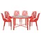 Leisuremod Devon 7-Piece Aluminum Patio Dining Set, Tempered Glass Top Table & 6 Stackable Chairs, Red DT48C6R - alternate 1
