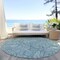 Homeroots 8' Teal Blue And Ivory Round Floral Washable Indoor Outdoor Area Rug 594667 - alternate 4