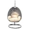 Leisuremod Charcoal Wicker Hanging Egg Swing Chair with Taupe Cushions ESCCH-40TP - alternate 3