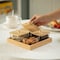 Basicwise Set of 4 Square Glass Jars with Bamboo Lids and Wooden Tray - Square Charcuterie, Snack QI004711.4 - alternate 3