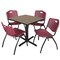 Regency Square Cain Breakroom Table W/ 4 M Stack Chairs, 30 in W, 30 in L, Noble Oak TB3030NO47BY - alternate 1