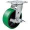 Hyw Products Heavy Duty Caster 6in Green Polyurethane on Cast Iron Wheel, Swivel with Brake 40-60S-A1-PC-TB(G) - alternate 1