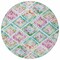 Homeroots 8' Teal Blue Green And Purple Round Geometric Washable Indoor Outdoor Area Rug 603486 - alternate 3
