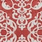 Homeroots 9' X 12' Red And Ivory Damask Washable Indoor Outdoor Area Rug 614459 - alternate 5