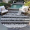Homeroots 8' Black Gray And Ivory Round Striped Washable Indoor Outdoor Area Rug 598318 - alternate 5