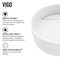 Vigo Montauk Modern White Matte Stone 15 in. L x 15 in. W x 5 in. H Round Vessel Bathroom Sink VG04017 - alternate 2