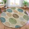 Homeroots 8' Khaki Fern Green And Teal Blue Round Geometric Washable Indoor Outdoor Area Rug 630581 - alternate 3
