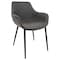 Leisuremod Markley Modern Leather Dining Arm Chair with Metal Legs, Charcoal Black EC26BL - alternate 1
