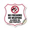 Signmission No Guns Shield Sign No Firearms Or Weapo, 18 Inch X 18 Inch, Vinyl Decal SHI-D-18-395 - alternate 1